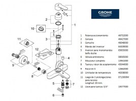 RECAMBIOS MONOMANDO BAÑO-DUCHA EUROSTYLE GROHE